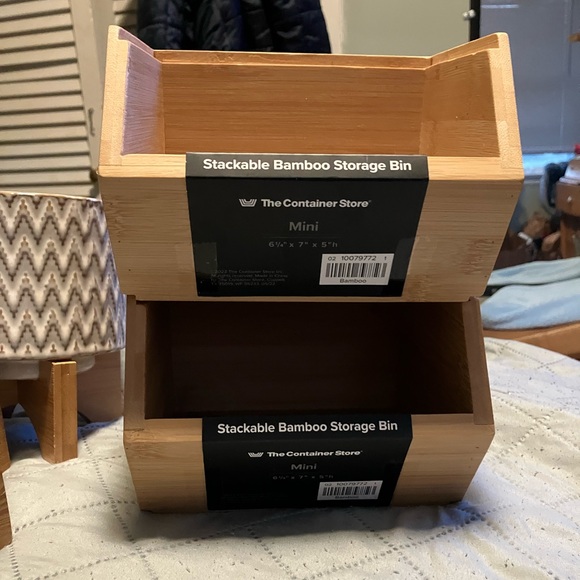 NWT Stackable Bamboo Storage Bins - Picture 1 of 8